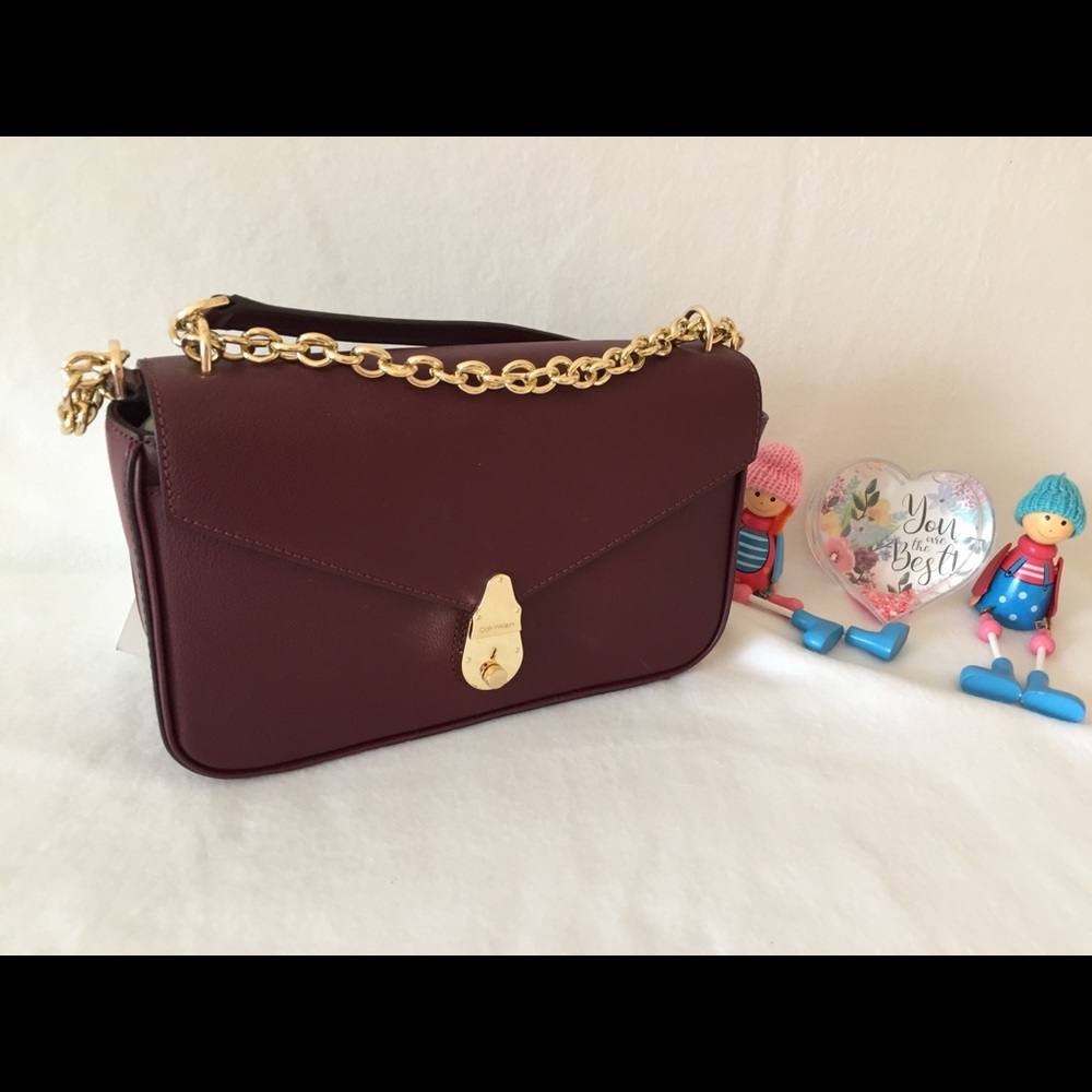 Calvin Klein Lock Daytonna Leather Flap Handbag - Picture 2 of 12